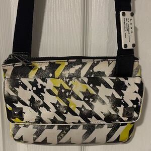 L.A.M.B. By Gwen Stefani vintage retro Black white Crossbody Bag faux leather